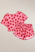 Load image into Gallery viewer, Rose Floral Print Crop Tee and Shorts Lounge Set
