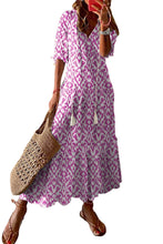 Load image into Gallery viewer, Pink Geometric Print Maxi Dress
