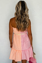 Load image into Gallery viewer, Pink and Orange Striped Smocked Strapless Mini Dress
