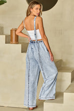 Load image into Gallery viewer, Light Wash Wide Leg Denim Overall
