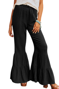 Black Ruffled Bell Bottom Pants