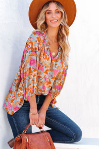 Floral Print Loose Fit Blouse