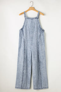 Light Wash Wide Leg Denim Overall