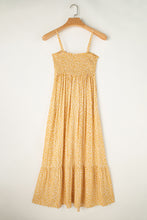 Load image into Gallery viewer, Yellow Frilly Smocked High Waist Floral Maxi Dress
