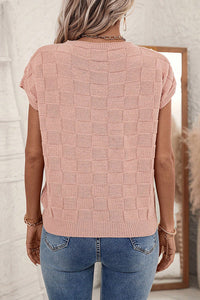 Dusty Pink Woven Design Knit Sweater