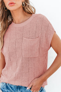 Dusty Pink Woven Design Knit Sweater