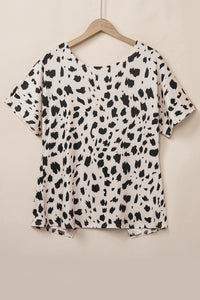 Leopard Batwing Sleeve Twist Back Top