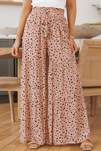 Spotted Print Wide Leg Pants