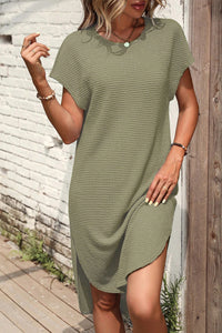 Green Waffle T-shirt Dress