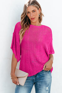 Pink Knit Scallop Edge Top