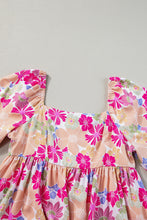 Load image into Gallery viewer, Rose Summer Floral Square Neck Puff Sleeve Babydoll Dress
