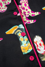Load image into Gallery viewer, Black Western Cowgirl Boots Printed Satin Long Pajama Set
