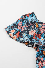 Load image into Gallery viewer, Sky Blue Floral Knotted Back Square Neck Maxi Dress
