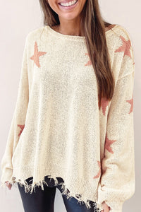 Raw Hem Star Sweater