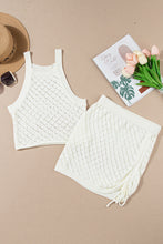 Load image into Gallery viewer, White Hollowed Crochet Cropped 2 Piece Beach Dress
