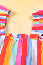 Load image into Gallery viewer, Red Stripe Ruffled Straps Babydoll Tank Top
