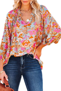 Floral Print Loose Fit Blouse