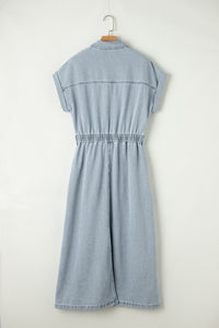 Slit Back Denim Dress