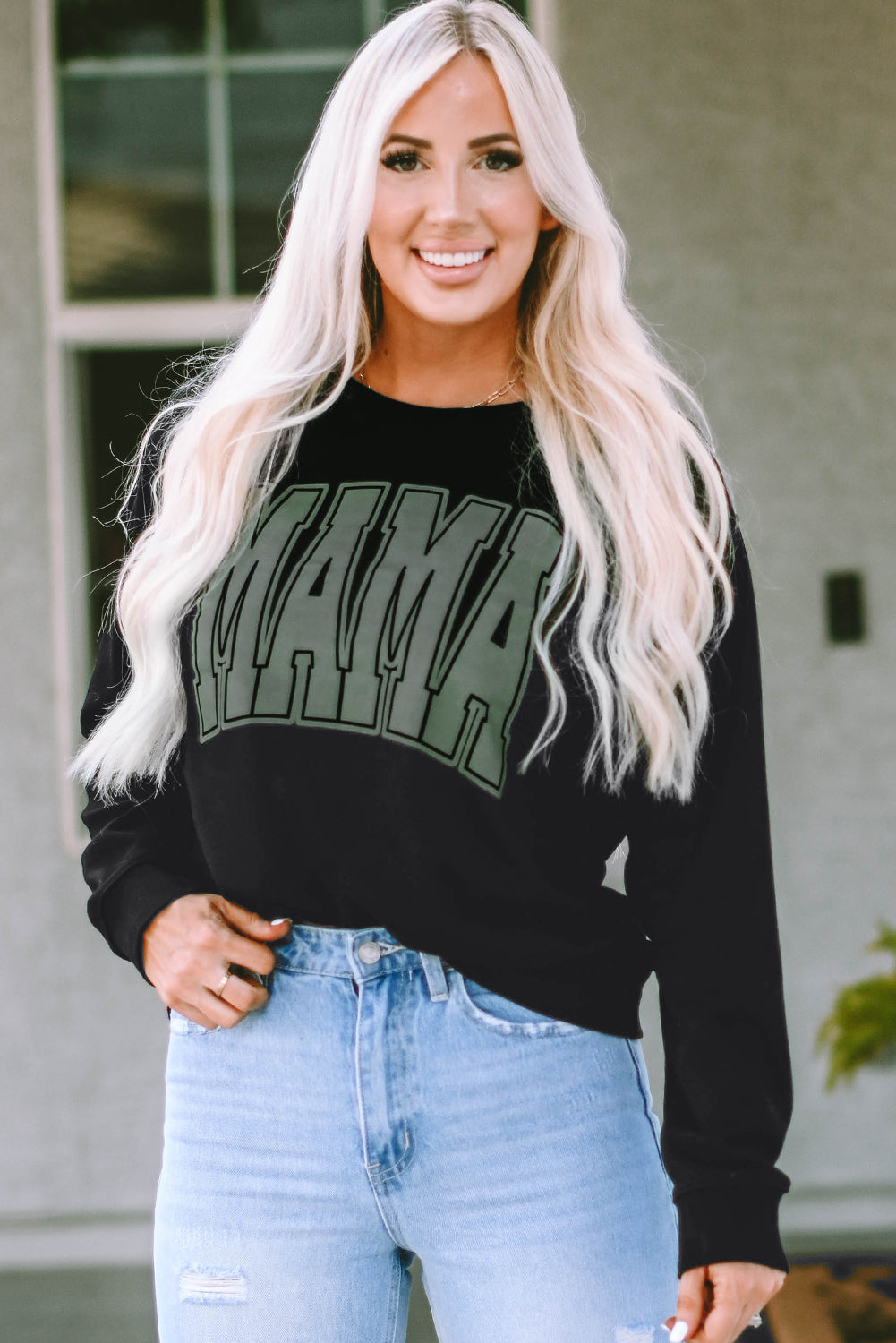 Black Mama Varsity Crew Neck Sweatshirt