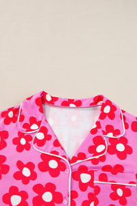 Pink Flower Print Pajamas Set