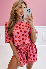 Load image into Gallery viewer, Rose Floral Print Crop Tee and Shorts Lounge Set
