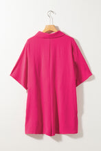 Load image into Gallery viewer, Bright Pink Half Button Collared Loose Romper
