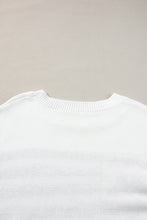 Load image into Gallery viewer, White American Flag Cable Knit Drop Shoulder Sweater
