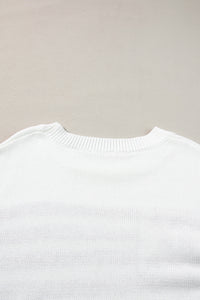 White American Flag Cable Knit Drop Shoulder Sweater
