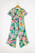 Load image into Gallery viewer, Green Mix Tropical Print Strapless Ruffled Jumpsuit

