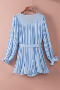 Blue Pleated Romper