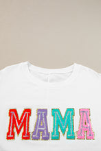 Load image into Gallery viewer, White MAMA Chenille Patched Crew Neck T Shirt
