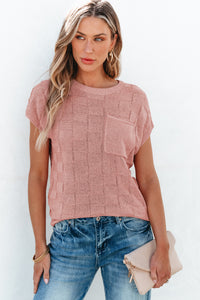 Dusty Pink Woven Design Knit Sweater