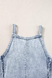 Light Wash Wide Leg Denim Overall