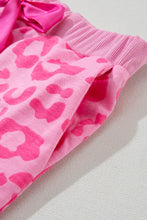 Load image into Gallery viewer, Pink Leopard Print Tee and Satin Tie Shorts Lounge Set
