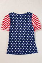 Load image into Gallery viewer, Navy Blue 4th Of July Stars Stripes Puff Sleeve T Shirt
