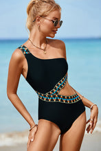 Load image into Gallery viewer, Black Cutout One Shoulder One Piece Swim Suit
