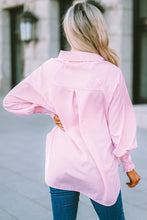 Load image into Gallery viewer, Pink Boyfriend Shirt with Pockets and Ruched Cuffs
