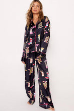 Load image into Gallery viewer, Black Western Cowgirl Boots Printed Satin Long Pajama Set
