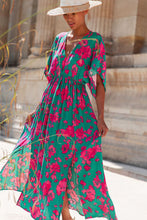 Load image into Gallery viewer, Green and Pink Floral Maxi Dress
