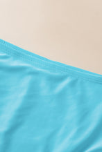 Load image into Gallery viewer, Turquoise Striped Mesh Knotted Hem Tankini Swimsuit
