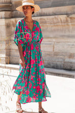 Load image into Gallery viewer, Green and Pink Floral Maxi Dress
