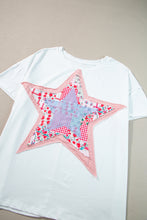 Load image into Gallery viewer, White Star Patchwork Loose T-shirt
