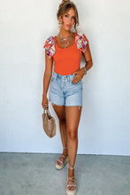 Load image into Gallery viewer, Orange Ribbed Knit Tiered Ruffled Sleeve Bodysuit
