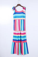 Load image into Gallery viewer, Blue Striped Bow Straps Maxi Dress
