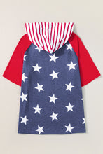 Load image into Gallery viewer, Stars and Stripes Print Drawstring Hooded T Shirt
