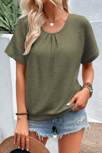 Load image into Gallery viewer, Moss Green Guipure Lace Patch Textured T-shirt
