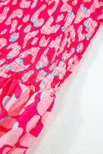 Load image into Gallery viewer, Pink Leopard Ruffle Straps Smocked High Waist Long Dress
