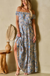 Paisley Print Off Shoulder Maxi Dress