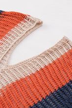 Load image into Gallery viewer, Multicolor Striped Tassel Crochet V Neck Beach Cover Up
