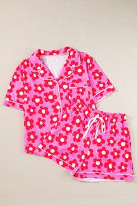 Pink Flower Print Pajamas Set